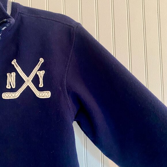 Gap Kids Sweater, Hudson Hockey, Navy with White Logos, Quarter Zip, Size XL. - Picture 6 of 12